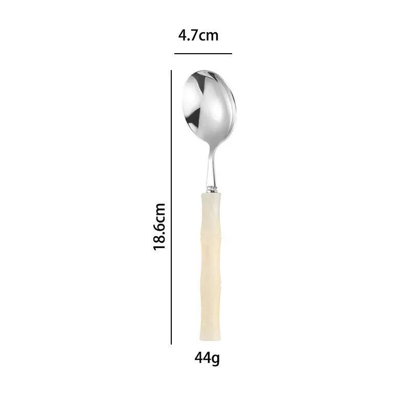 304 Stainless Steel Gold Cutlery Set with Violet Acrylic Bamboo Joint Handles: Includes Knife, Fork, and Spoon for Hotel Light Luxury Use.