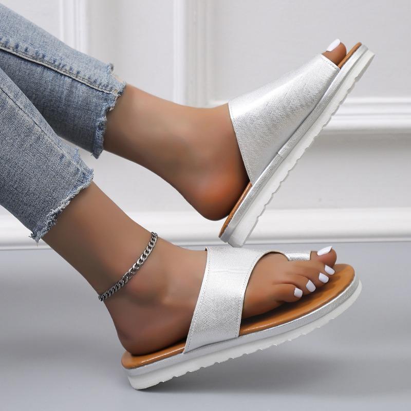 Tragen Leder Drag Schräge Absatz Abdeckung Zehe Cool Slipper Damen Außenhandel Übergröße Spot