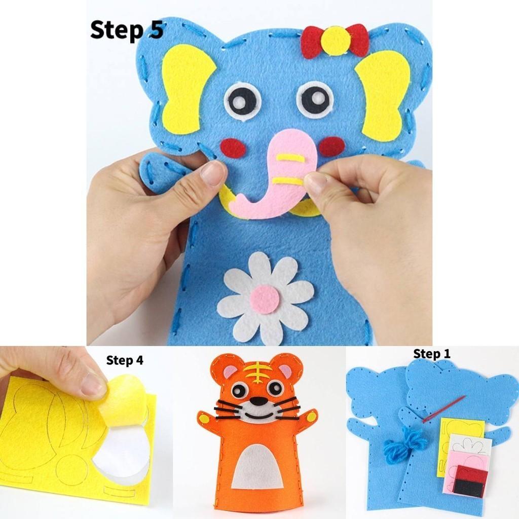 Children's Diy Craft Kit Non-woven Fabric Cartoon Animal Hand Puppets Kindergarten Handicraft Toy Set Characters)