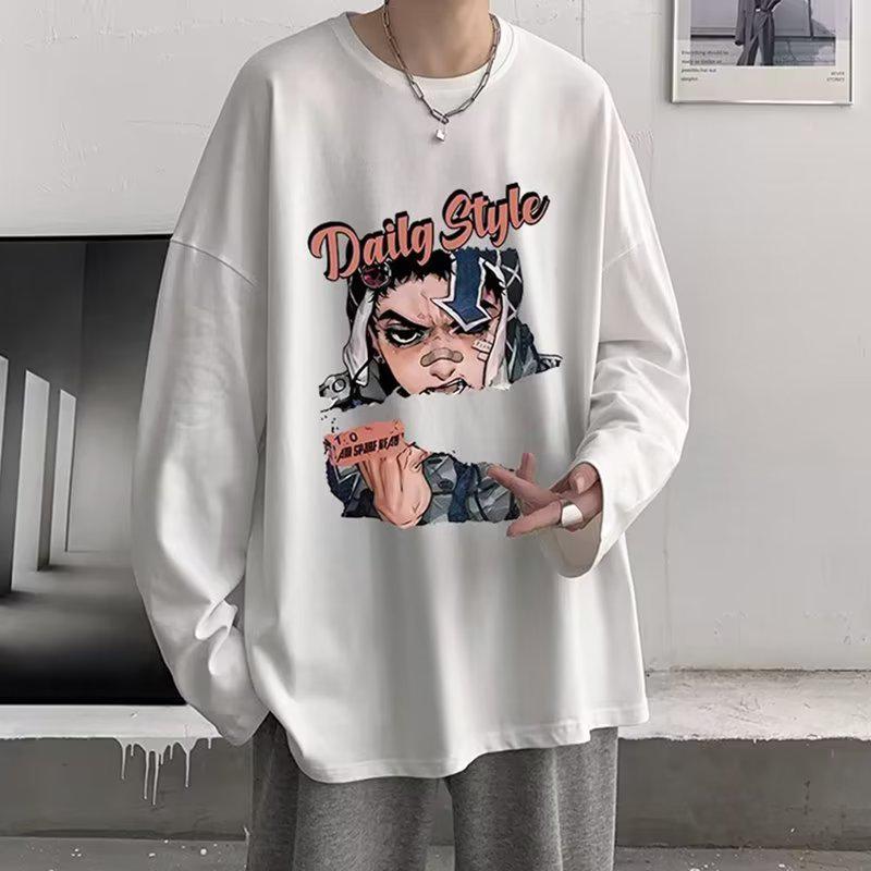 Sweat à capuche imprimé décontracté ample pour homme, haut à manches longues et col rond pour le printemps et l'automne