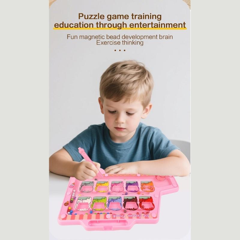 Interactive Walking Bead Toy for Preschool Magnetic Maze Puzzle Encourages Hand Eye Coordination Logical Thinking Skill