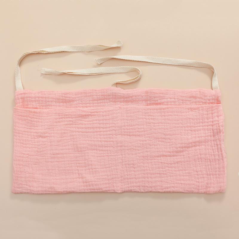 Double-Layer Pure Cotton Baby Stroller Storage Bag with Double Pockets and Printed Bottle Holder