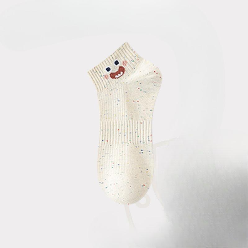 

Летние носки для женщин: Модные хлопковые носки-лодочки для девочек с низким подъемом, тонкие, с милым мультяшным принтом в горошек, в школьном стиле 1 pair