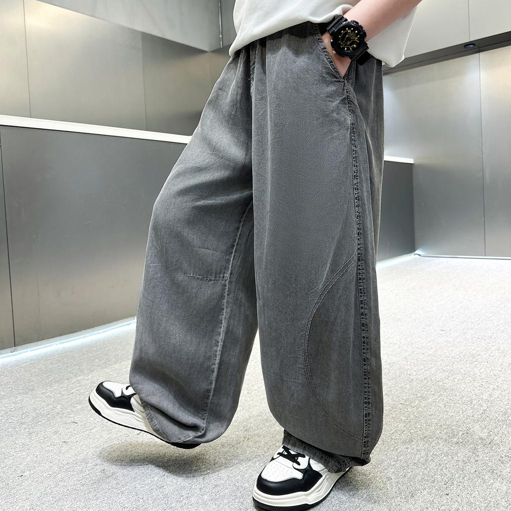 Boys' summer pants 2026 new item, mid size children's summer boys' leg binding children's thin wide leg workwear, mosquito proof pants