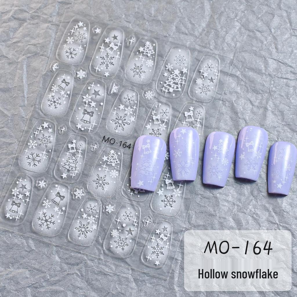 Christmas 3D Nail Stickers: Embossed Snowflake, Starry Sky, Five-Pointed Star, Tree, Bells, Self-Adhesive Decals.