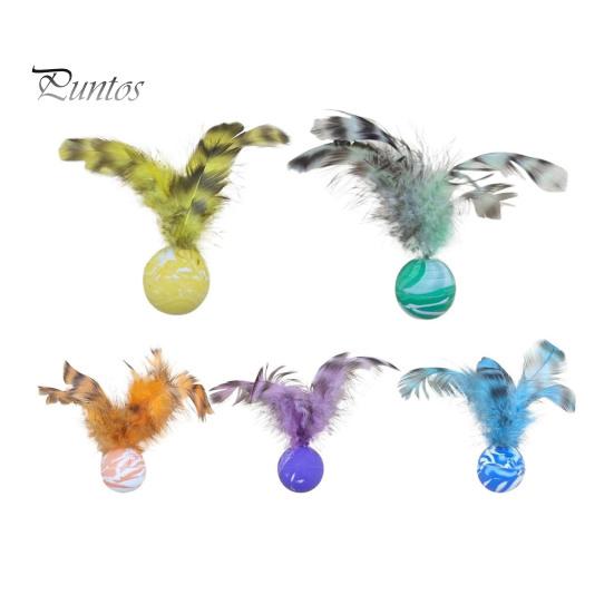 

5 шт. игрушка-мяч для кошек с перьями интерактивные мини-прыгучие мячи с перьевым мячом для упражнений для кошек игрушка для чистки зубов для домашних кошек 5pcs