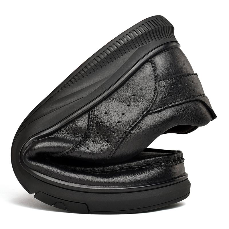 Fashion Golden Sapling Genuine Leather Men's Casual Shoes Business Loafers Fashion Leisure Flats for Men Office Party Wedding Moccasins