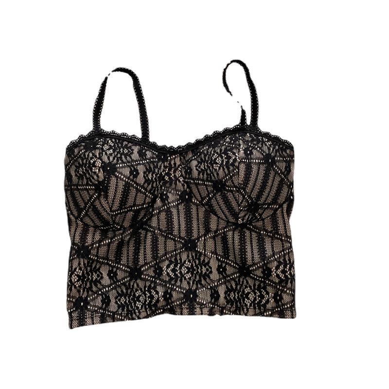 Letní krajkový top s volným zadkem a tílkem