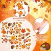 2 Sheet 64 Pcs Thanksgiving Gel Window Clings Fall Thick Gel Cling Removable Reble Autumn Harvest Window Sticker Pumpkin Maple Leaves Gnome Decal for