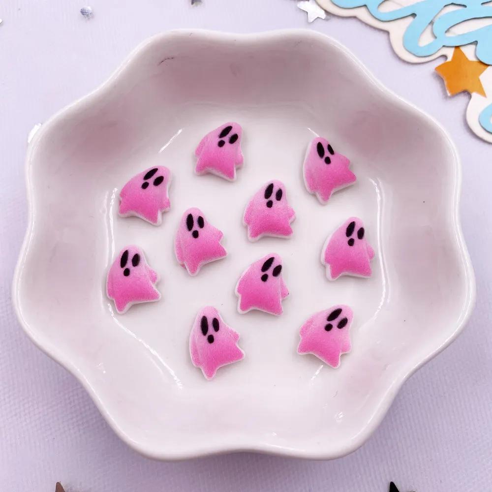 30pcs Resin Mini Colorful Painted Cartoon Ghosts Bat Pumpkin Spider Bat Candle Figurines Flat Back Nail Art DIY Scrapbook M437 H