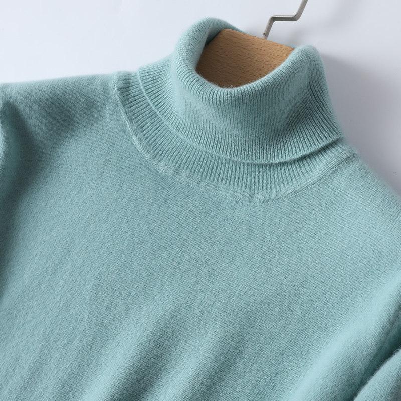 Women's 2026 Cashmere Knit High Neck Sweater - Autumn/Winter Short Top