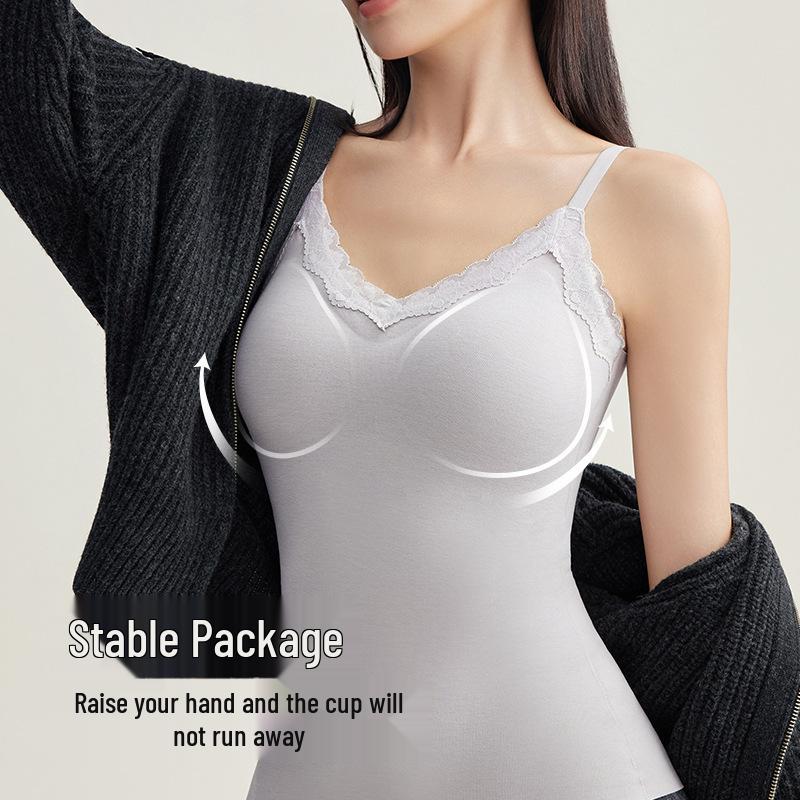 Dam Ärmlös Kasmirväst med Bröstvadd - 2025 Vinter Plus Sammet Förtjockat Baslager