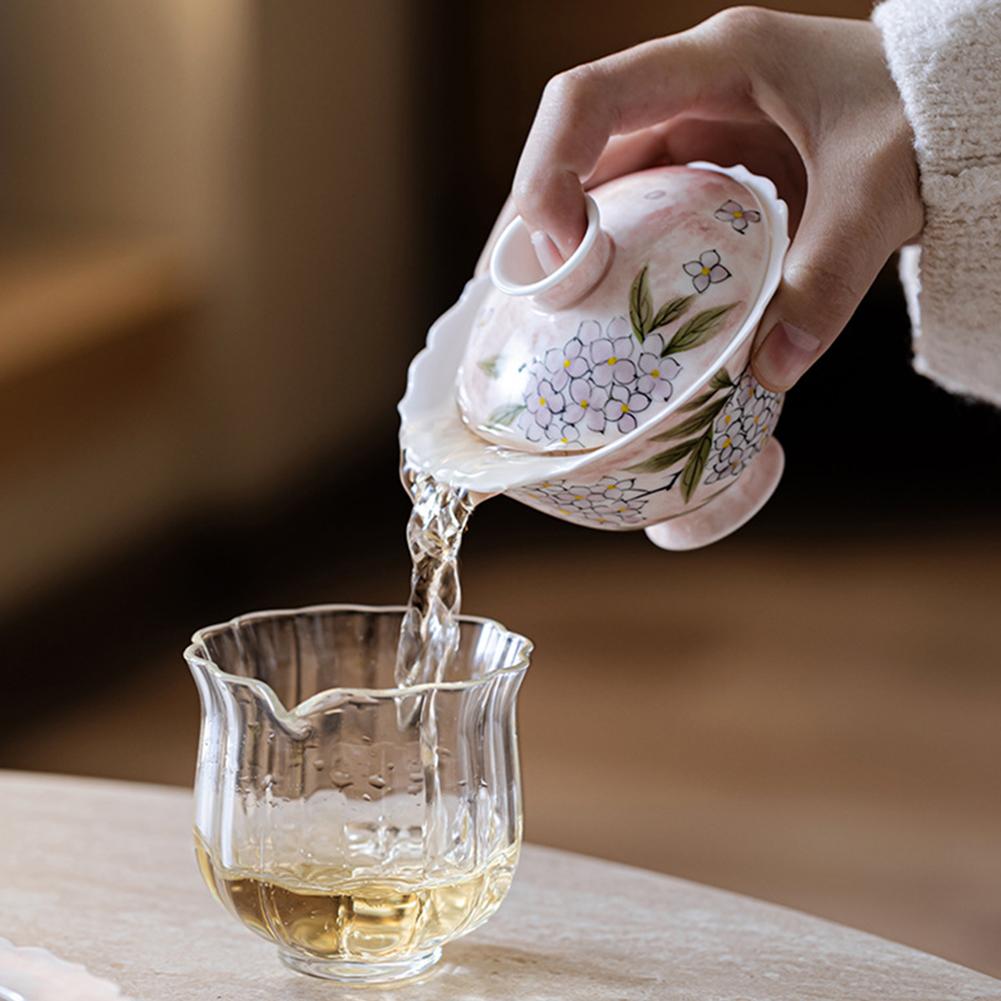 Ceramic Gai Wan Tea Set Retro Design Porcelain Mini Cups For Home Party