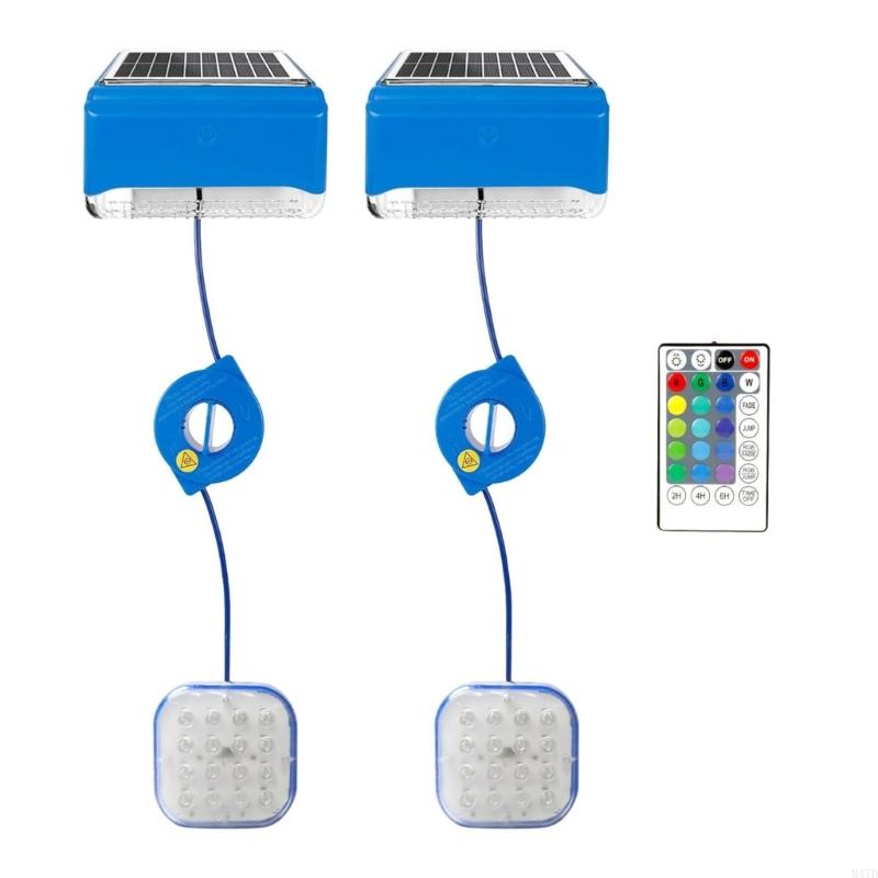 Solar Underwater Swimming Pool Lights with Remote Control Waterproof 16 Colors Lighting Pool Lights Easy to Use M4YD