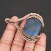 Pendentif Labradorite Bleue Naturelle Fil de Cuivre Enroulé à la Main Collier Style Antique Bijoux pour Femmes