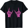 Skeleton Hand Horns Rock On Heavy Metal Women Back the Pink T-Shirt