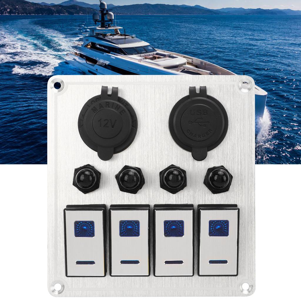 4-Wege-Kippschalterpanel Wasserdicht Marineboot Kippschalterpanel Silberoxid Ein Aus mit Doppel
