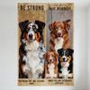 Motivational Vintage Dog Metal Tin Sign, 'BE STRONG' & Inspirational Quotes with 4 Dogs, Earthy Tone Retro Plaque for Home Man C