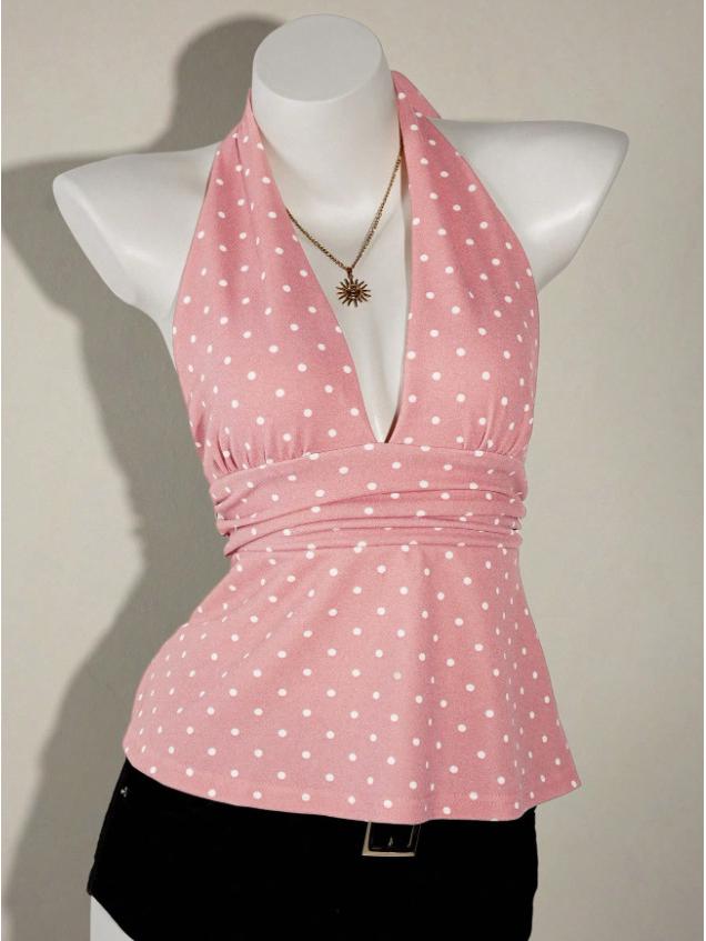 Stylish Multi-color Halterneck V-neck Pleated Vest - Summer Fashion