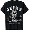 100% Baumwolle Unisex Jesus Ultimativer Kreuzheber Lustiges Christliches Trainings-Fitnessstudio T-Shirt