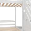 Etagenbett 90x200 3 Kinder EN747 zertifiziert Hochbett Holzbett Stauraumtreppe Jugendbett 3 Betten Lattenrost ohne Matratze Weiß