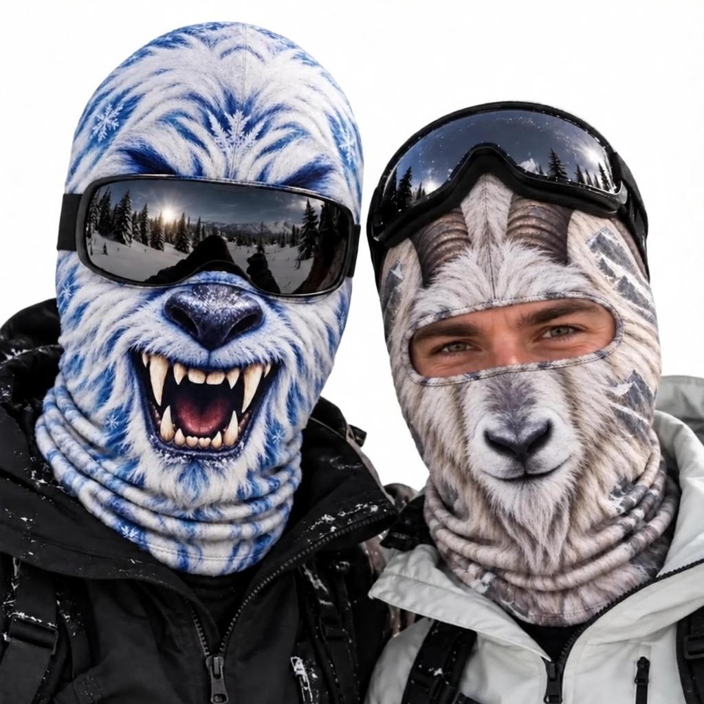 Grappige Realistische Oude Man Print Ski, 3D Volledig Gezicht Winter Winddichte Hoed, Zonnebril Niet Inbegrepen