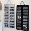 1pc Wall Hanging Eyeglasses Storage Organizer Felt Backing Easy to Wipe Foldable Eyewear Storage Bag with 16 Transparent Pouch
