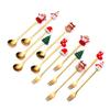 4/6PCS Christmas Gifts Stainless Steel Spoons Forks Set Decoration Glod Silver Elk Deer Dessert Coffee Spoon for Kids Gift Box