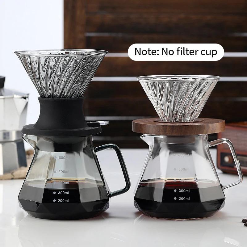 Octagonal Coffee Pot Transparent Juice Coffee Kettle Reusable Coffee Teapot Glass Coffeeware 400/600ml Without Filter Cup
