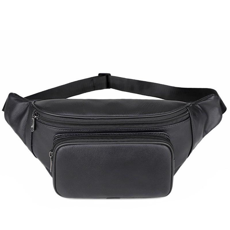 

Men s Waist Bag Leather PU Chest Crossbody Genuine 2026 Summer Multifunctional Business чорний