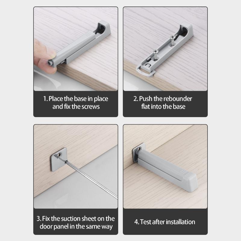 4pcs No Handle Press Release Catches Cabinet Door Opener for Cabinet Door Quiet & Strong Plastic Push Latches Hardware