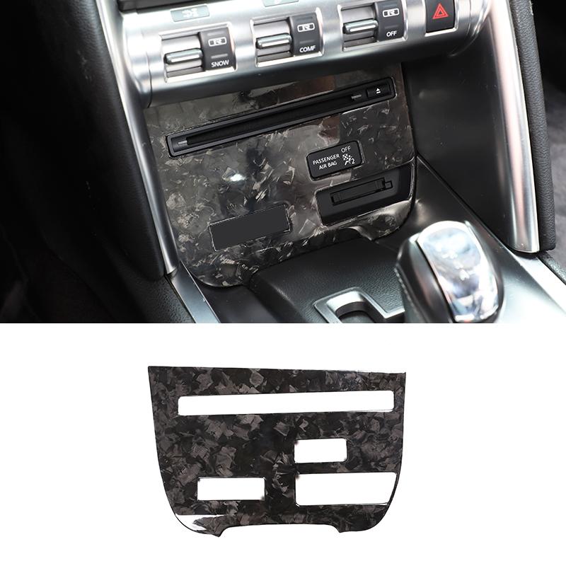 For Nissan GTR R35 2008-2016 Real Carbon Fiber Interior Paste Central Control CD Multimedia Panel Decorate Frame Car Accessories
