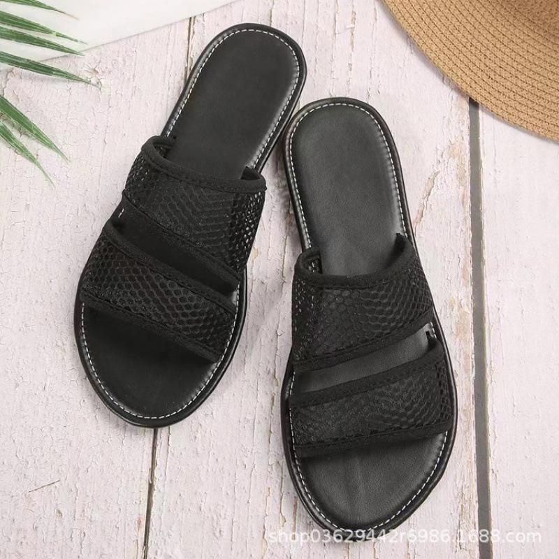 36-43 European and American Mesh Large Size Flat-soled Casual Sandals 2025 Summer Breathable Casual Comfortable Soft-soled Slippers