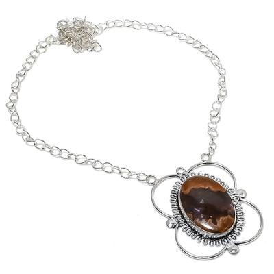 Natural Bronzite Jasper Gemstone 925 Sterling Silver Gift Necklace 18" b0D91