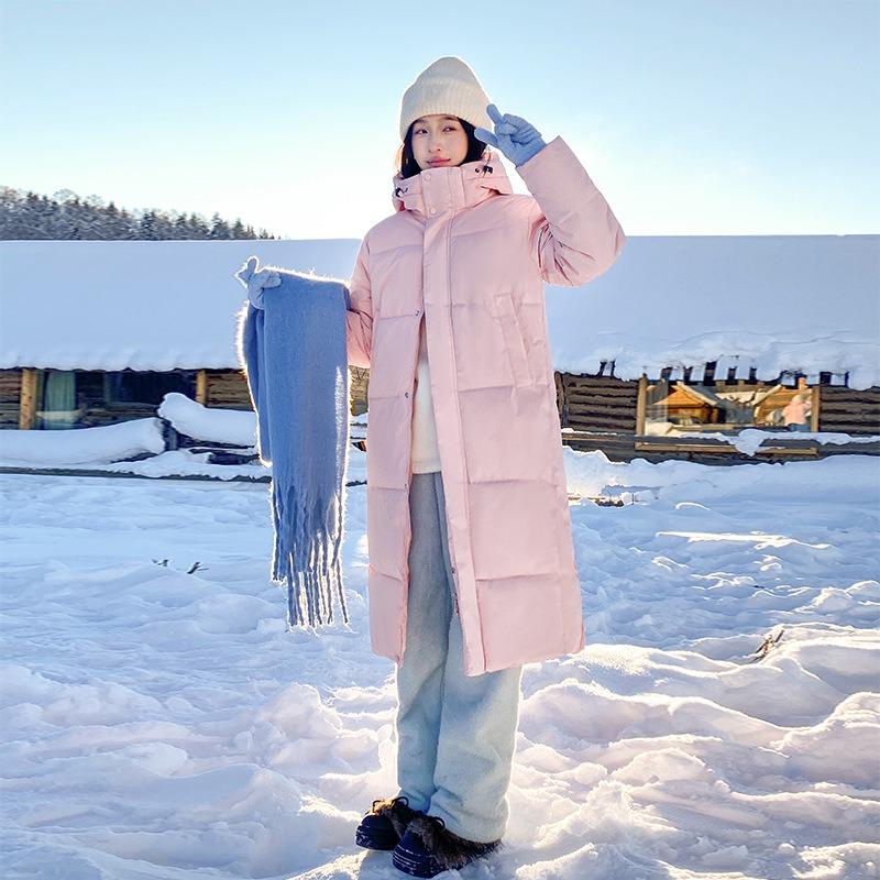 

0 сезонная модная свободная хлопковая одежда с капюшоном женская длинная одежда хлеб , теплая куртка 2XL розовый