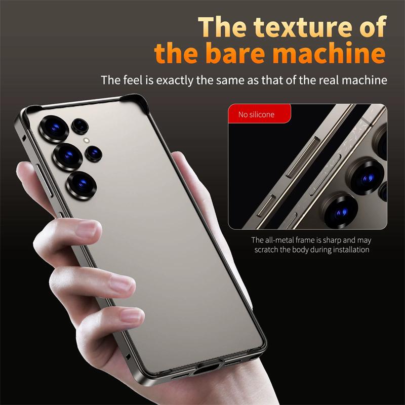 Luxury Aluminium Alloy Frame Slim Bare Machine Case For Samsung S26Ultra S25 S24 Plus Heat Dissipation TPU Coner Anti-drop Cover