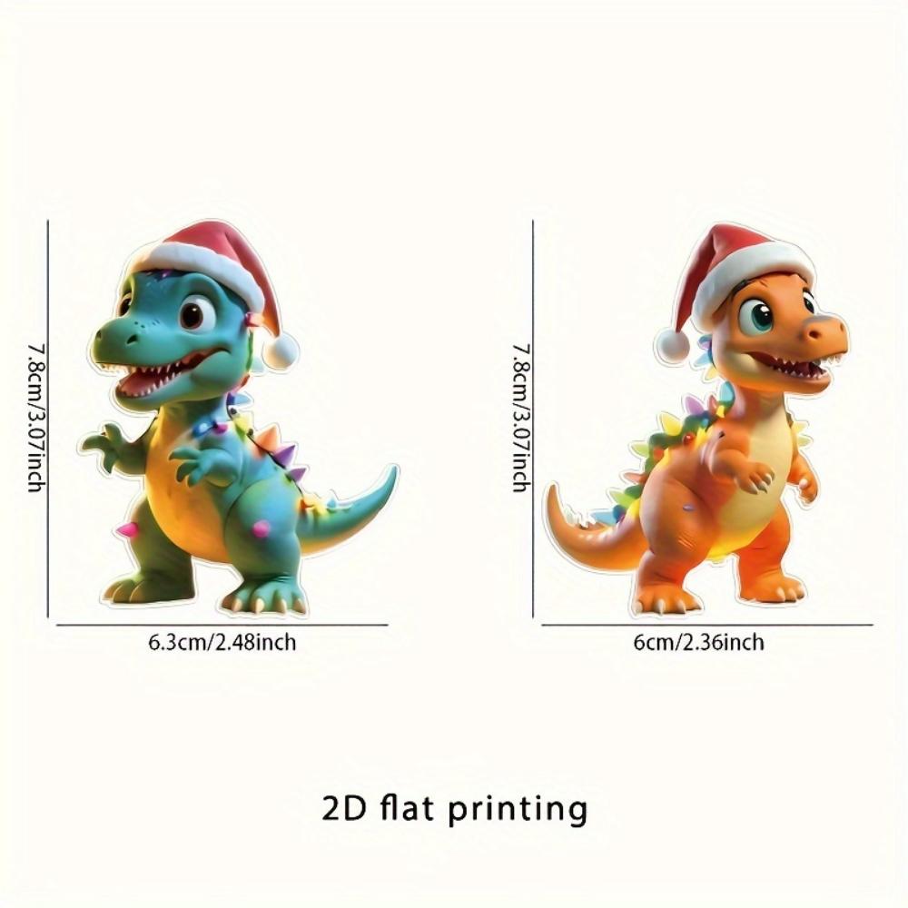 2-teilige Fantasy Dinosaurier Acryl Weihnachtsbaumschmuck Weihnachtsmütze - Feiertags-Feiertagsanhänger für Weihnachten und alle Anlässe
