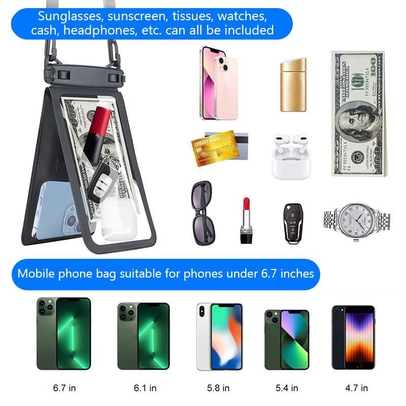 Double Swimming Pouch Mobile Phone Case Cover With Lanyard For Cell Phone Bag Swimming Dry Bag Underwater Case Waterproof Bag