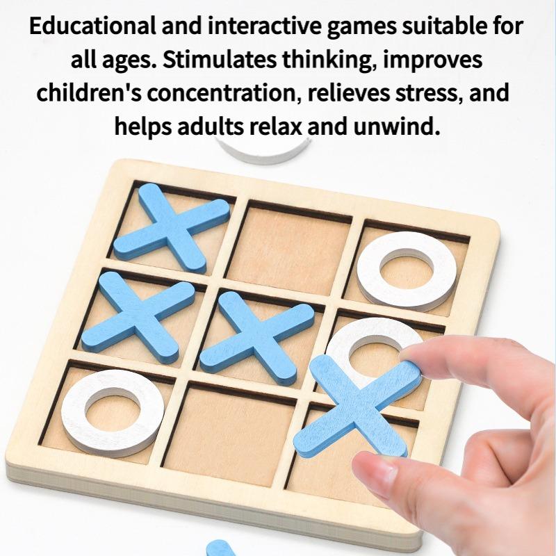 XO Tic-Tac-Toe Strategy Game Set - Wooden Logic Brain Teaser for Family & Early Learning, Interactive Educational Board Game