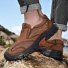 Men's Shoes Work Shoes Outdoor Casual Shoes Big Head Leather Shoes Spring Low-Top Slip-on Closed Toe Frosted Cowhide Surface Hiking Climbing