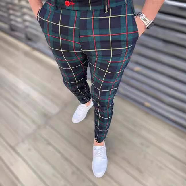 2025 Μπεστσέλερ Ανδρικό Καρό Ψηφιακό Μοτίβο Επαγγελματικό Καθημερινό Παντελόνι