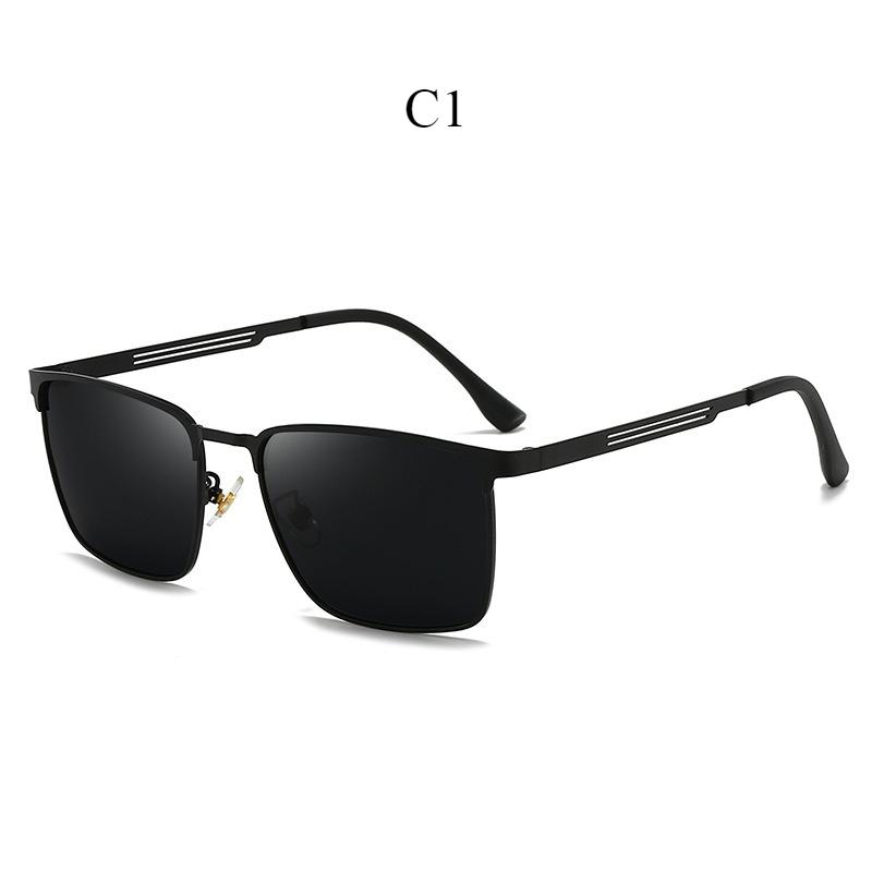 Men s sunglasses, outdoor driving fishing glasses, fashion square ultra-light color-changing sunglasses C1