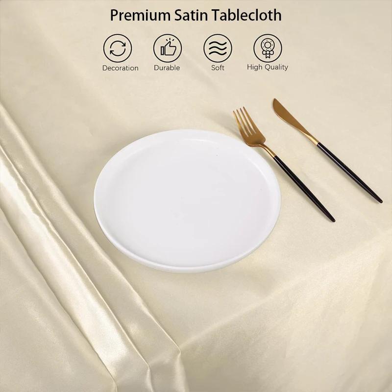 Rectangle Wedding Satin Large Tablecloth Bright Smooth Silk Table Cover Anniversary Dining Party high-end Table Decor