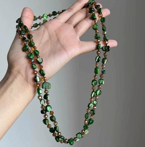 Bohemian Style Layered Necklace Handmade Shell Beads Strand Vintage Design Adjustable Length Lightweight Jewelry Accessory for Women