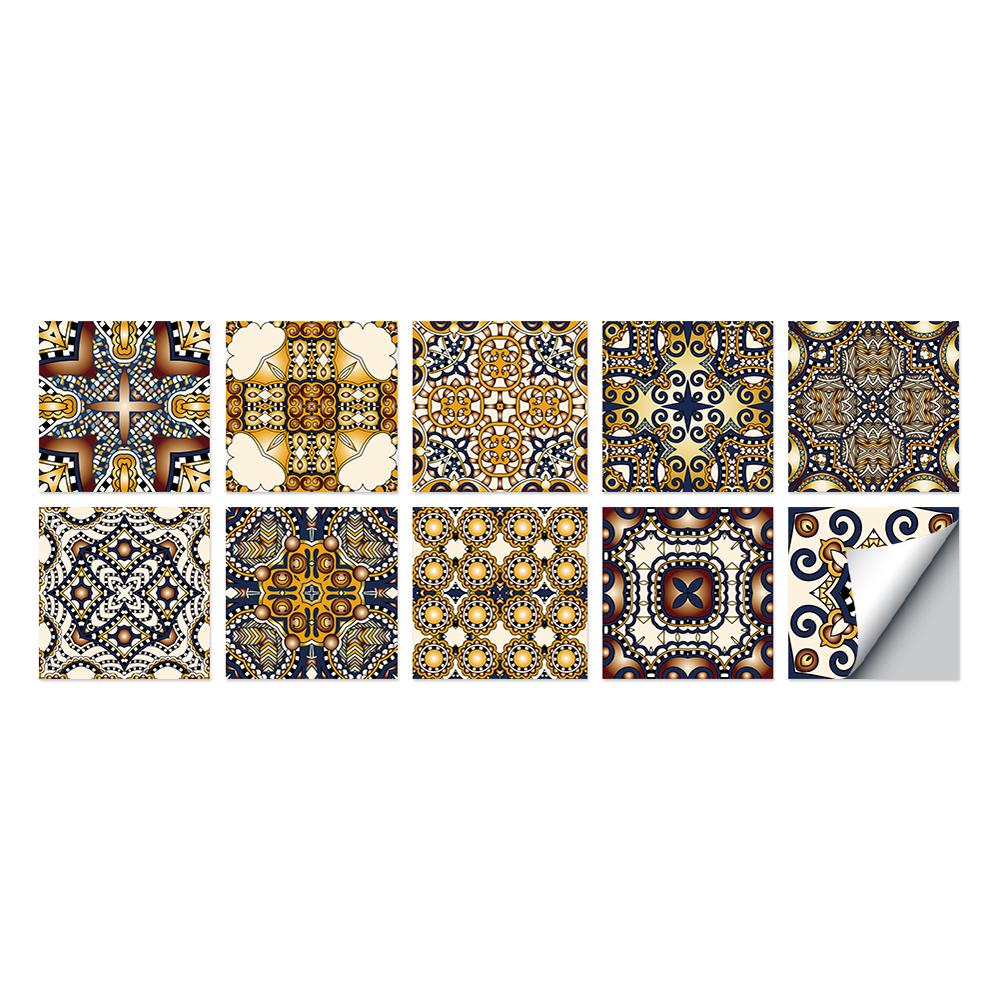 Tile Stickers Waterproof Kitchen Retro Moroccan Self Adhesive Bathroom Decal Vinyl Peel And Stick Wall Decoration Wallpaper NONE
