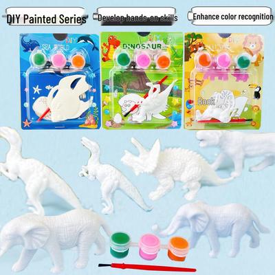 DIY Creative Coloring Dinosaur Toy Model for Kids - Blank PVC for Handmade Painting and Drawing