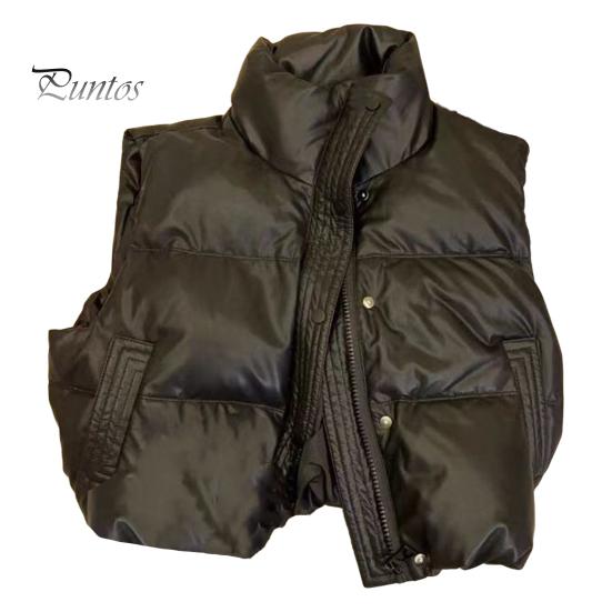 

Зимний женский жилет, утепленное пальто с застежкой-молнией, воротник-стойка, без рукавов, однотонное, ветрозащитное, сохраняющее тепло, уличное пуховое пальто M чёрный