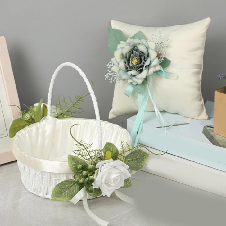 Hochzeitsblumenkörbe Praktische Rattankörbe Handgeflochtene Körbe mit Griff