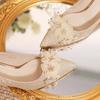Ladies Shoes 2025 Slip on Women's High Heels Fashion Wedding Pumps Women Floral Crystal Pearl Pointed Toe Thin Heels Shoes Women