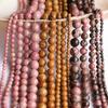 Perles de Jade Fleur de Pêcher en Rhodonite Naturelle: Ligne Noire, Veine Rouge, Grain de Bois Jaune, Fils Lâches DIY 4-12mm